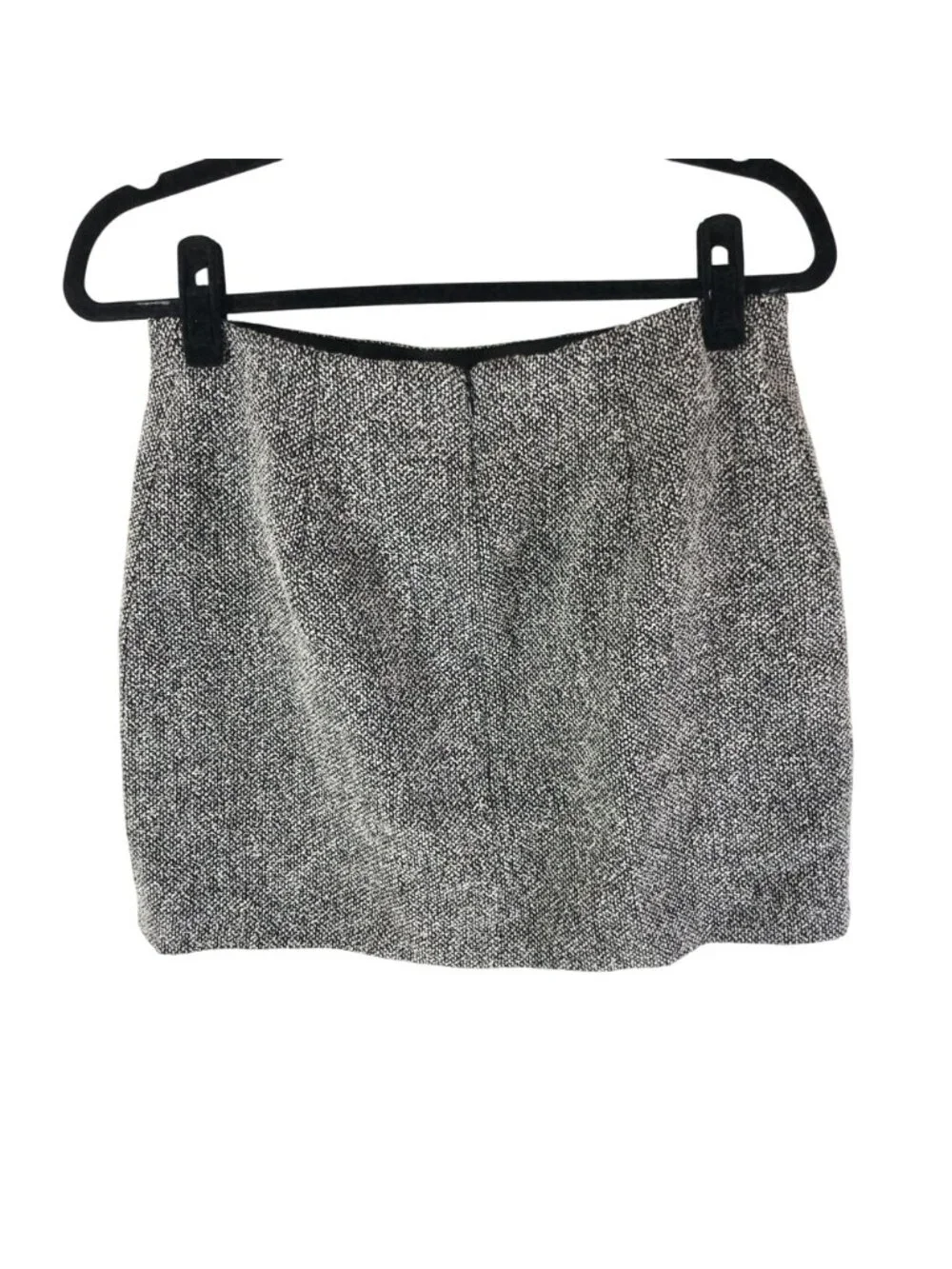 H&M Textured Tweed Mini Skirt Elastic Waist Black White 8